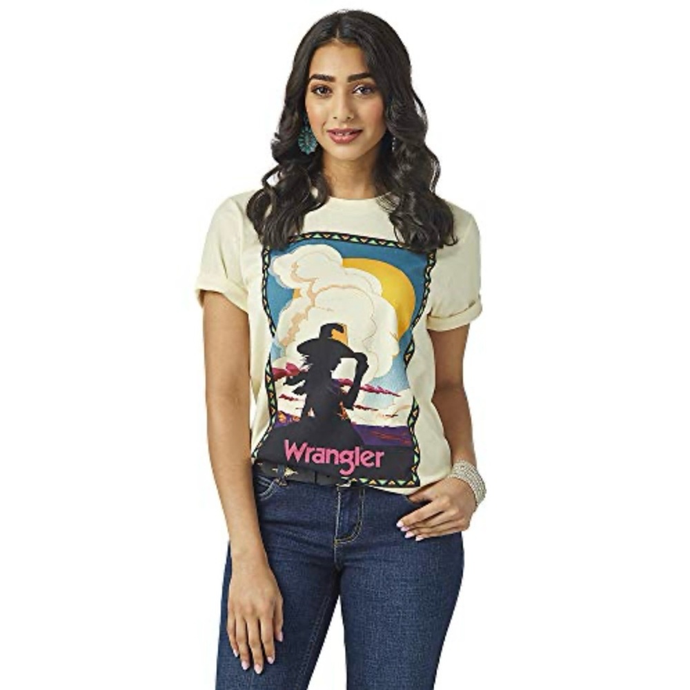 Wrangler Cream and Black Graphic Tee